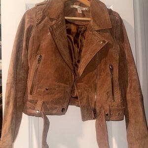 Chelsea & Violet Brown Suede Biker Jacket